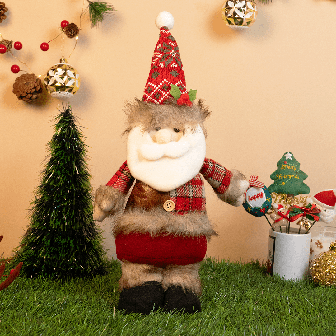 Christmas Plush Santa Doll – Cute Standing Santa Decoration - Memories Insite